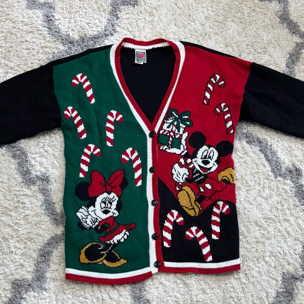 Vintage Disney Mickey and Minnie Christmas Cardigan